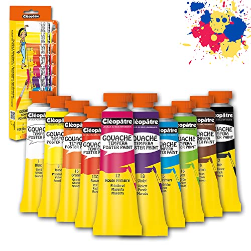 Cléopâtre Gouache-Farbmittel in Röhren, 5 Stück in Blisterverpackung 10 x 10ml Mehrfarbig von Cléopâtre