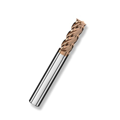 Cleqee 1 Stück Hartmetall Schaftfräser, 6mm Vierkantfräser, AlTiN-beschichtet, 4 Klingen CNC Spiral-Hartmetallbohrer, Klingenlänge 15mm x Gesamtlänge 50mm x Schaftdurchmesser 6mm für Metall Holz von Cleqee