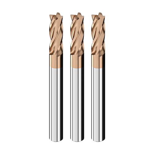 Cleqee 3 Stück Hartmetall Schaftfräser, 5mm Vierkantfräser, AlTiN-beschichtet, 4 Klingen CNC Spiral-Hartmetallbohrer, Klingenlänge 13mm x Gesamtlänge 50mm x Schaftdurchmesser 5mm für Metall Holz Cleqee 3 Stück Hartmetall Schaftfräser, 5mm Vierkantfräser, AlTiN-beschichtet, 4 Klingen CNC Spiral-Hartmetallbohrer, Klingenlänge 13mm x Gesamtlänge 50mm x Schaftdurchmesser 5mm für Metall Holz von Cleqee