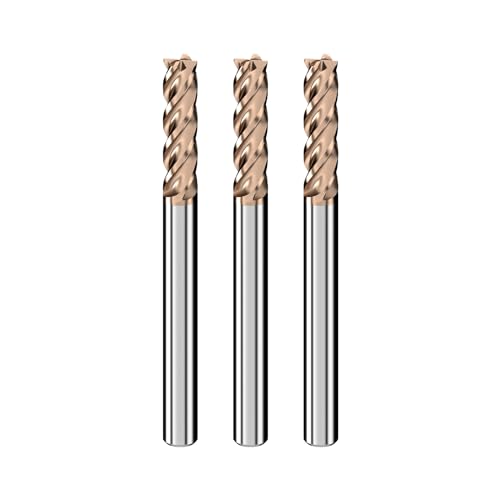 Cleqee 3 Stück Hartmetall Schaftfräser, 6mm Vierkantfräser, AlTiN-beschichtet, 4 Klingen CNC Spiral-Hartmetallbohrer, Klingenlänge 20mm x Gesamtlänge 75mm x Schaftdurchmesser 6mm für Metall Holz Cleqee 3 Stück Hartmetall Schaftfräser, 6mm Vierkantfräser, AlTiN-beschichtet, 4 Klingen CNC Spiral-Hartmetallbohrer, Klingenlänge 20mm x Gesamtlänge 75mm x Schaftdurchmesser 6mm für Metall Holz von Cleqee
