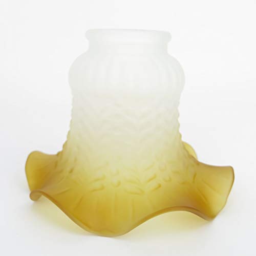 Lampenschirm antik-Stil weiß Glas Glasschirm kegelförmig Milchglas matt Jugendstil Gelb Braun von Clever-Deko