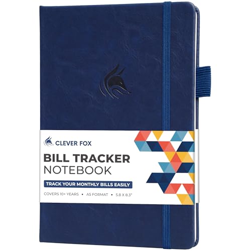 Clever Fox CF Bill Tracker-Notizbuch, Dunkelblau, A5 (14 x 21 cm) von Clever Fox