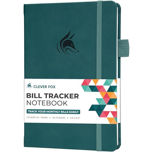 Clever Fox CF Bill Tracker-Notizbuch, dunkles Blaugrün, A5 (14 x 21 cm) von Clever Fox