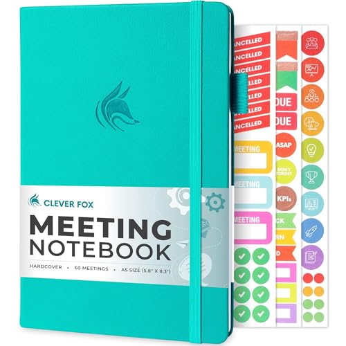 Clever Fox Meeting Notebook - Work & Business Organizer mit Notizen & Aktionspunkten - Notizblock für Projektmanagement & Meetings, A5 (Türkis) von Clever Fox