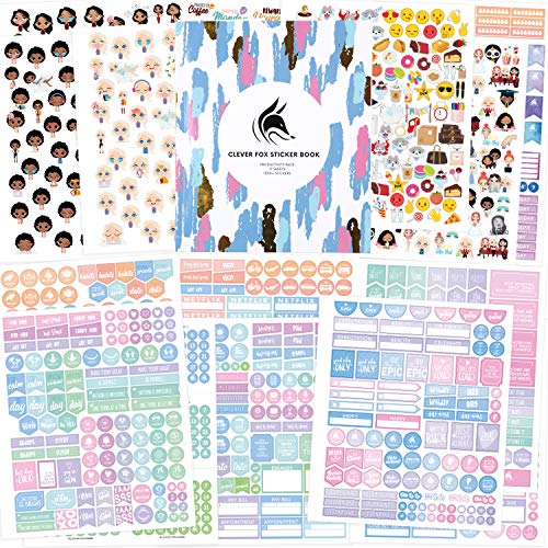 Clever Fox Planer-Aufkleber-Set – Monats-, Wochen- und Tagesplaner-Aufkleber, 17 Blatt, Set mit 1500+ einzigartigen Aufklebern (evtl. nicht in deutscher Sprache) von Clever Fox