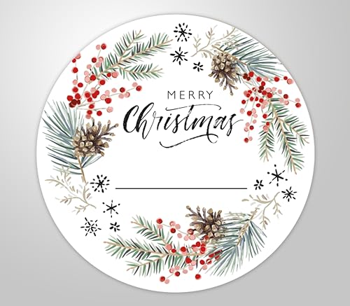 24x XL hochwertige Etiketten "Merry Christmas" gross rund hohe Klebekraft 5cm Aufkleber zum selber beschriften von Clever-Kauf-24