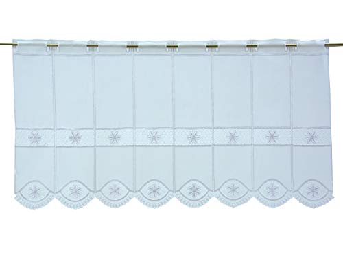 Clever-Kauf-24 Landhaus Scheibengardine mit Makramee-Einsatz | Breite der Gardine frei wählbar in 10,5cm Schritten | Bistro Gardine | Panneaux mit Blume Kurzgardine Höhe 45cm Clever-Kauf-24 Landhaus Scheibengardine mit Makramee-Einsatz | Breite der Gardine frei wählbar in 10,5cm Schritten | Bistro Gardine | Panneaux mit Blume Kurzgardine Höhe 45cm von Clever-Kauf-24