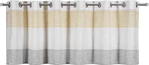 Clever-Kauf-24 Scheibengardine|Ösenpanneaux | grau/gelb | Kurzgardine HxB 45x140cm ideal für Kleinfenster | Bistrogardine mit Metallösen | aus recyceltem Material | Clever-Kauf-24 Scheibengardine|Ösenpanneaux | grau/gelb | Kurzgardine HxB 45x140cm ideal für Kleinfenster | Bistrogardine mit Metallösen | aus recyceltem Material | von Clever-Kauf-24