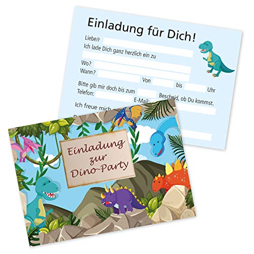 Clever Pool 15er Set Einladungskarten Kindergeburtstag, verschiedene Motive, Party-Einladungen für alle Anlässe (15 Karten Dino) von Clever Pool