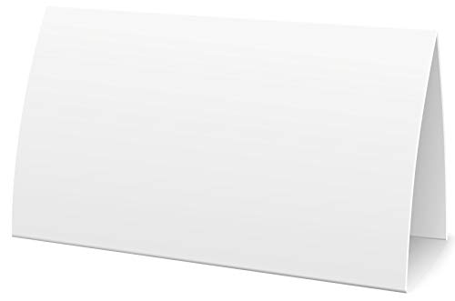 Extra große bedruckbare Namensschilder Tischkarten weiß blanko, 60 Platzkarten neutral 11,5 x 5,5cm, Tischkärtchen Klappkarten Namenskärtchen Platzkärtchen (60) von Clever Pool