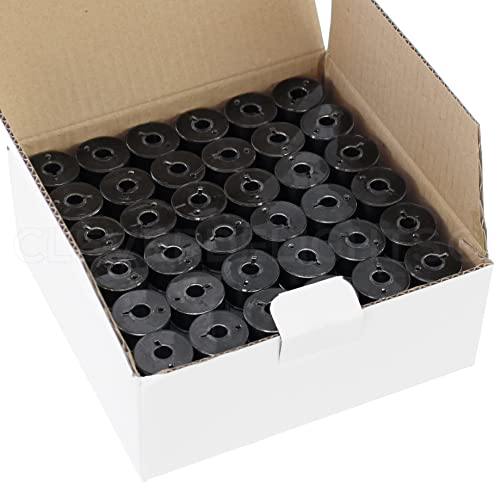 144 CleverDelights Black Prewound Bobbins - 60wt - Size A Class 15 Bobbins - SA156 Replacement - For Brother Embroidery Machines - 7/16 x 13/16 by CleverDelights von CleverDelights