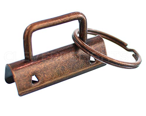 CleverDelights 3,8 cm Schlüsselanhänger-Hardware-Set mit Schlüsselringen – 100 Sets – Antik-Kupferfarbe – 3,8 cm Schlüsselbänder von CleverDelights