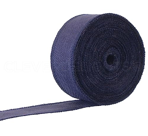 CleverDelights 6,3 cm marineblaues Juteband – Drahtkanten – 22,7 m – Jute-Jute-Stoff – 6,3 cm Band von CleverDelights
