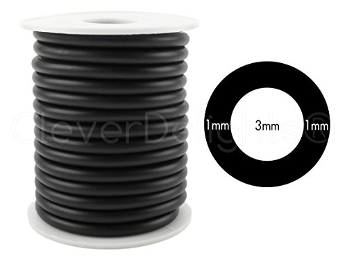 CleverDelights Black Hollow Rubber Cord - 10 Meters (11 Yds) - 5mm Round - Crafts Beading Jewelry Tubing by von CleverDelights