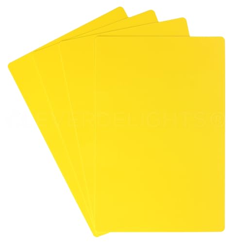 CleverDelights Gelbe Plastikkarten, 10,2 x 15,2 cm, 100 Stück, wasserdicht, strapazierfähig, 10,2 x 15,2 cm von CleverDelights