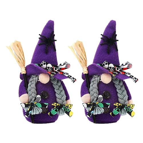 Clicitina PeH957 Halloween-Puppenhut ohne Gesicht, als Geschenk, Dekoration, Halloween-Dekoration, gesichtslose Zwergpuppe, 2 Stück, Violett von Clicitina