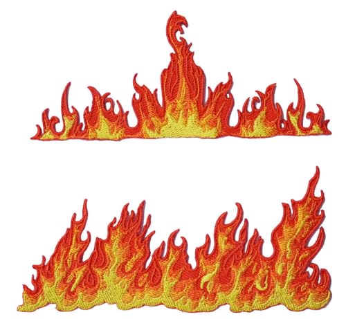 Flammen-Motiv, bestickt, rotes und gelbes Feuermuster, Bügelapplikation Flammen-Motiv, bestickt, rotes und gelbes Feuermuster, Bügelapplikation von ClickEmb