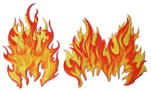 Flicken zum Aufbügeln, Motiv Feuerflamme rot und gelb, 2 Stück Flicken zum Aufbügeln, Motiv Feuerflamme rot und gelb, 2 Stück von ClickEmb