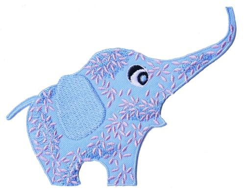 Flicken zum Aufbügeln, Motiv: Elefant, hellblau und rosa, bestickt, dekorative Applikation Flicken zum Aufbügeln, Motiv: Elefant, hellblau und rosa, bestickt, dekorative Applikation von ClickEmb