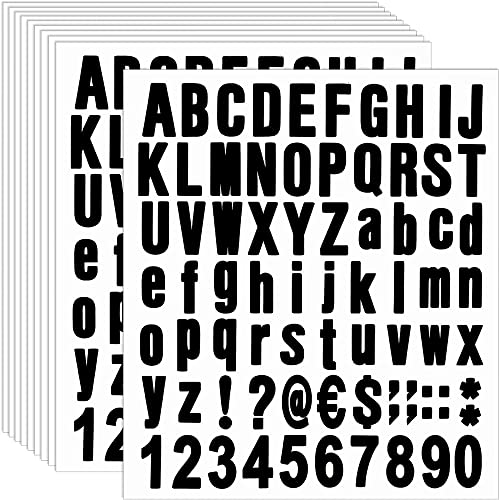 Cliettilw 770 StüCk 10 Blatt Selbstklebendes Vinyl Buchstaben Zahlen Kit, Alphabet Nummern Aufkleber für Brief Kasten (Schwarz, 1) von Cliettilw