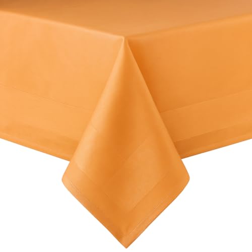 Clinotest Tischdecke 130x130 cm – Tischdecke quadratisch aus 100% Baumwolle mit Atlaskante – Oeko-Tex Zertifiziert, waschbar bis 95 °C – Tischwäsche weiß für Festliche Anlässe & Alltag - Apricot von Clinotest