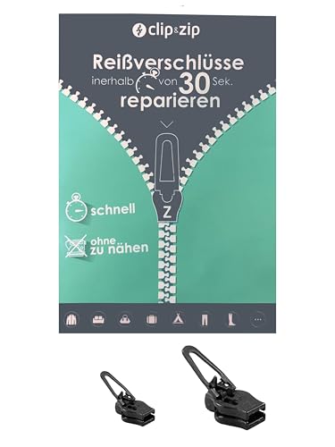 Packung Reparaturschiebern für Ihre Kunststoff Reißverschlüsse. (Schwarz) von Clip&Zip