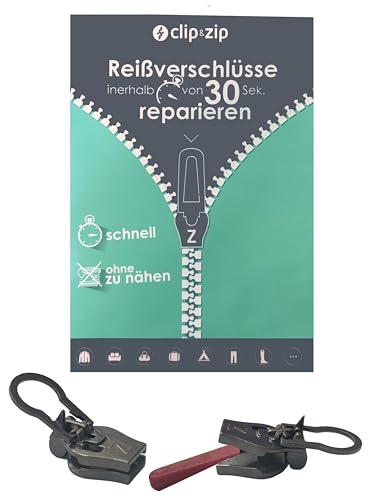 Reparatur Schieber Metall Zipper (Schwarz, 10) von Clip&Zip