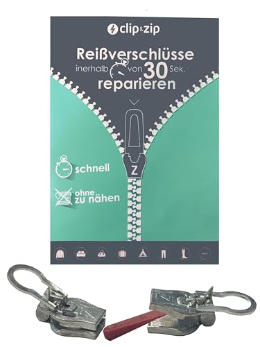 Reparatur Schieber Metall Zipper (Silber, 8) von Clip&Zip