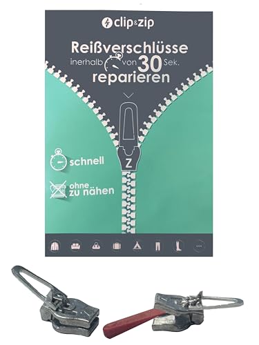 Reparatur Schieber verdeckte Zipper (Silber, 4) von Clip&Zip