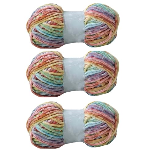 Clisil 300g 196 Yard Gradient Samt Garn - Häkeln Stricken Gefärbt Regenbogen für Stirnband, Hut, Schal, Pullover, Kissen, Decke, Wrap - DIY Soft Luxus Chenille Handwerk von Clisil