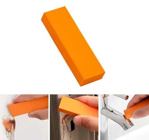 Stainless Steel Decontamination Artifact Eraser, Rubber Rust Eraser Cleaning Eraser, Easy Limescale Eraser Orange, No Scratches, Wet And Dry Use, for Steel Stainless Surface Kitchen Home (3pcs) von Clisole