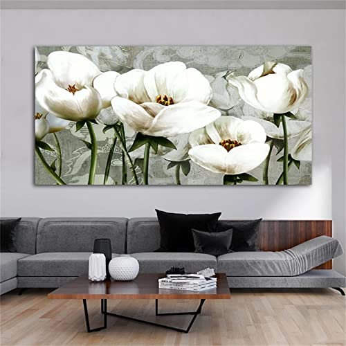 Clldy Diamond Painting Kits für Erwachsene/Kind,weiße Blume 5D Diamant Painting Bilder Große Voll Strass Stickerei Mosaik Kunst daiments Painting Handwerk für Home deko Wohnzimmer Gift,60x150cm von Clldy