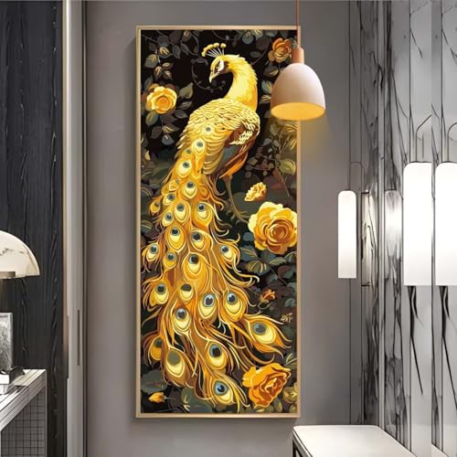 Diamond Painting erwachsene groß xxl 55x130 cm,5D Diamant Painting Bilder Goldener Pfau DIY Diamond Painting zubehör set,Full Square Diamant Kunst Malerei Stickerei Set Home Wand Dekor Geschenk J38 Diamond Painting erwachsene groß xxl 55x130 cm,5D Diamant Painting Bilder Goldener Pfau DIY Diamond Painting zubehör set,Full Square Diamant Kunst Malerei Stickerei Set Home Wand Dekor Geschenk J38 von Clldy