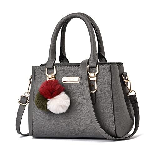 Cllym Luxus-Handtaschen-Weinlese-Leder-Frauen-Beutel-Art- und Damen Handtaschen-Beutel-Leder für Frauen Dame Umhängetasche Handtasche,Dunkelgrau,23x14x18cm von Cllym