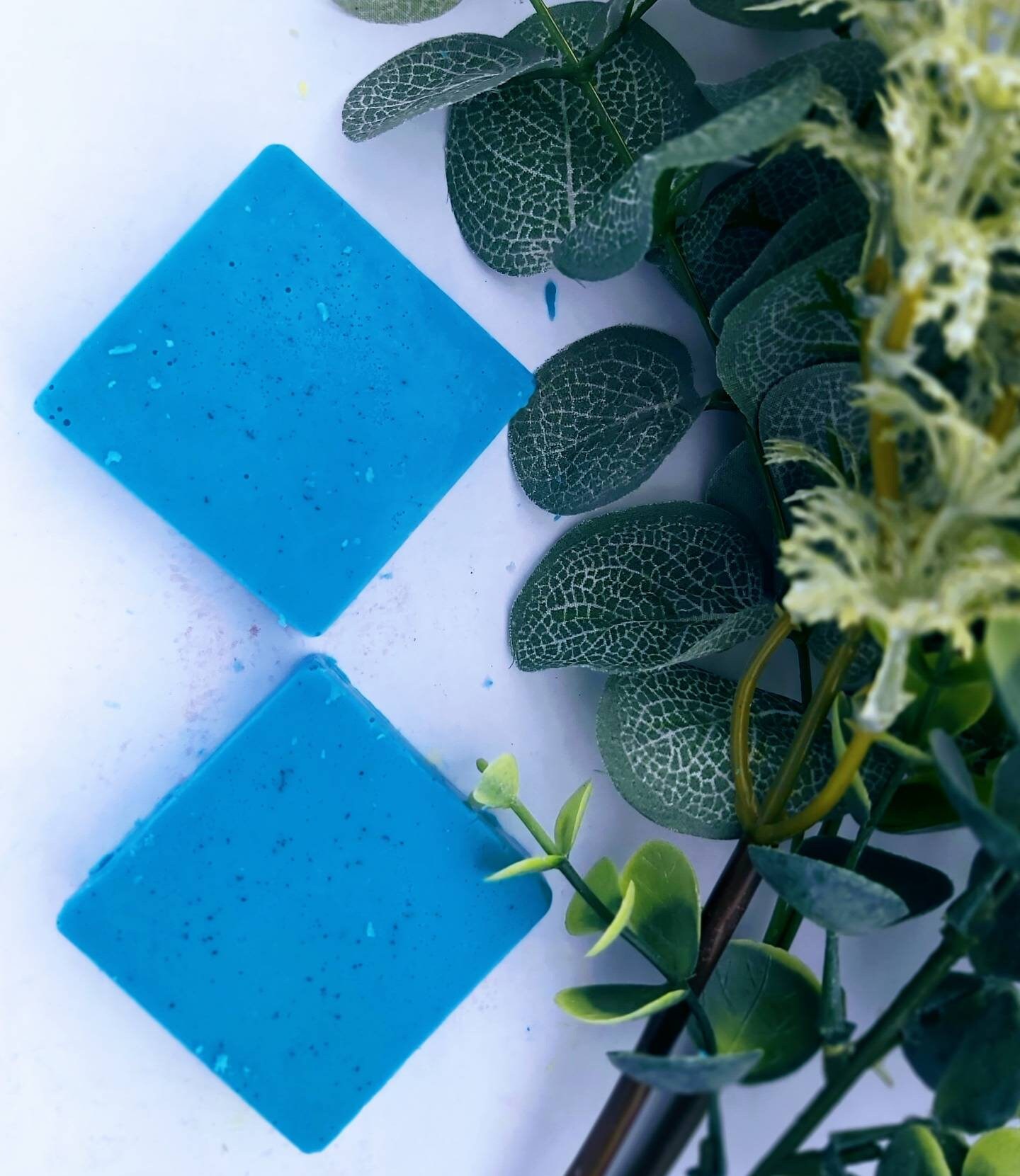 Sommer Beeren Ziegen Milch Handgemacht Blau Quadrat Seifenstangen - 2Er Pack von ClonoughHandmadeSoap