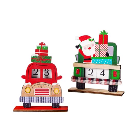 Closer Weihnachtskalender, Weihnachtsmann, Schreibtisch-Ornamente, Holz, Weihnachts-Countdown-Kalender für festliche Heimtischdekorationen, langlebig, einfach zu installieren, einfach zu bedienen von Closer