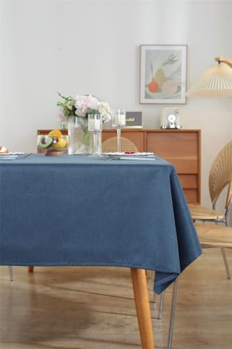 Clothfuna Abwischbare Leinentischdecke, quadratisch, wasserdicht, fester Stoff, abwischbare Tischdecke für Esstisch, Party, Outdoor, Geburtstag (Blau, 89,9 x 89,9 cm) von Clothfuna
