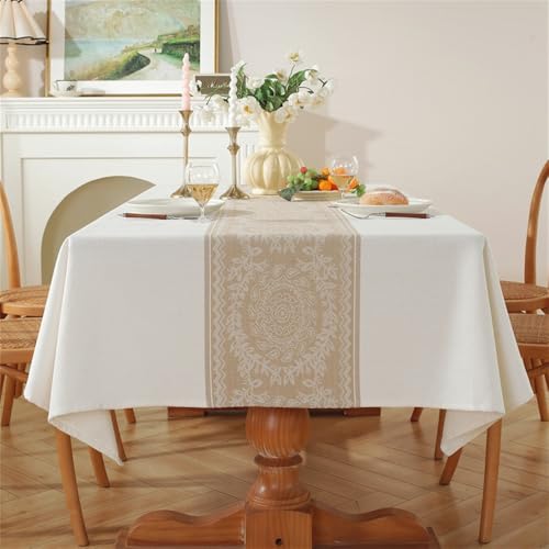 Clothfuna Leinentischdecke, klein, quadratisch, Jacquard-Tischdecke, Kaffee-Blumenmuster, Tischdecke für Esstisch, Party, Geburtstag, 90 x 90 cm, Beige Clothfuna Leinentischdecke, klein, quadratisch, Jacquard-Tischdecke, Kaffee-Blumenmuster, Tischdecke für Esstisch, Party, Geburtstag, 90 x 90 cm, Beige von Clothfuna