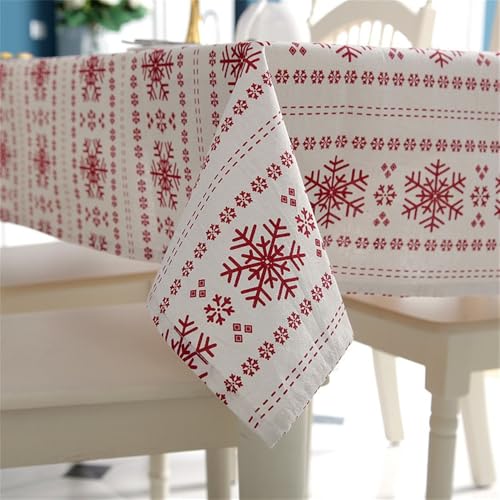 Clothfuna Weihnachtstischdecke, quadratisch, rote Schneeflocke, Baumwollleinen, Weiß, Weihnachtstischdecke Merry Christmas für Party, Urlaub, Esstisch, 60 x 60 cm Clothfuna Weihnachtstischdecke, quadratisch, rote Schneeflocke, Baumwollleinen, Weiß, Weihnachtstischdecke Merry Christmas für Party, Urlaub, Esstisch, 60 x 60 cm von Clothfuna
