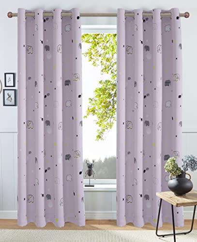 Clothink Gardine Kinderzimmer Mädchen Jungen - 140x245cm Pink Elefant Ösen (1 Stück),Verdunkelungsvorhang Kindergardine Vorhang Blickdicht von Clothink