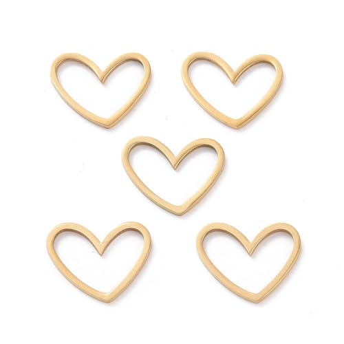 Clotiry 5 Stück Edelstahl hohle Herzverbindungsringe goldene asymmetrische Liebesherz-Anhänger für DIY Schmuckherstellung Handwerk von Clotiry