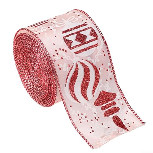 Weihnachtsband-Dekoration, Urlaubs-Luftschlangen, metallische Glitzer-Stoffbänder, Satinband zum Basteln, Geschenkverpackungen, Party-Dekoration, 200 cm (A) von Cloudpower