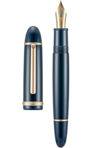 Clouism Farbenfroher Füllfederhalter aus Kunstharz, 0,5 mm, feine Spitze, glattes Schreibwaren, Geschenk-Stifte für Bürobedarf (dunkelblau-goldener Clip, F) von Clouism