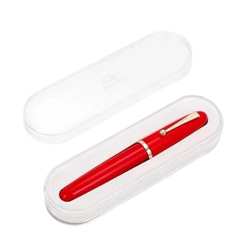 Clouism Füllfederhalter, elfenbeinfarben, große Harz-Feder EF/F/M, Feder mit großem Konverter, Schreibwaren, Büro, Schulbedarf, Schreibstift (Rot mit Box, 0,7) von Clouism