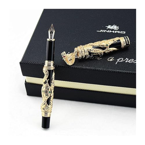 Clouism Füllfederhalter aus Metall, Schlange mit luxuriöser Kalligraphie-Tinte, Kobra, 3D-Muster, Geschenk, 0,5 Feder, Bürobedarf, Stift (D) von Clouism