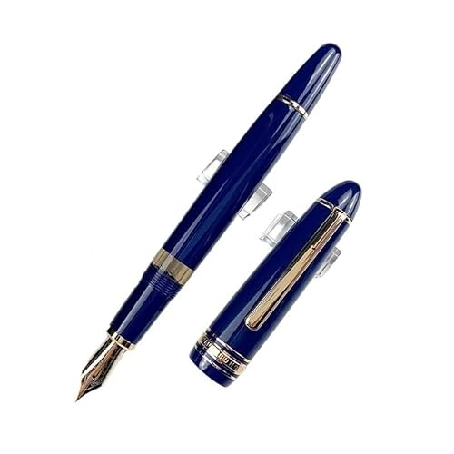 Clouism Füllfederhalter mit Kolbenfüllung, Iridiumgold, EF F, Feder: Schwarz, Dunkelblau, Kunstharz, Schreibtinte (blau, rund, transparent, F 0,5 mm) von Clouism