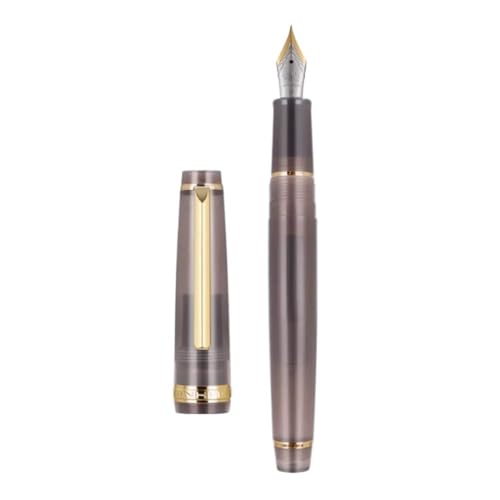 Clouism Gold Clip Series Füllfederhalter mit EF/F/M/gebogener Feder, hochwertiges Harz, Metall, drehbar, zum Öffnen der Tinte, Stifte für Schulschreiben (07, F) von Clouism