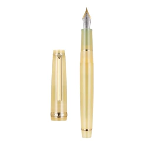 Clouism Gold Clip Series Füllfederhalter mit EF/F/M/gebogener Feder, hochwertiges Harz, Metall, drehbar zum Öffnen, Tintenstifte für Schulschreiben (09, M) von Clouism