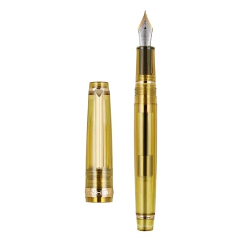 Clouism Gold Clip Series Füllfederhalter mit EF/F/M/gebogener Feder, hochwertiges Harz, Metall, zum Öffnen drehen, Tintenstifte für Schulschreiben (20, gebogene Kalligraphiefeder) von Clouism