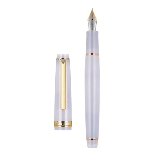 Clouism Gold Clip Series Füllfederhalter mit EF/F/M/gebogener Feder, hochwertiges Kunstharz, Metall, drehbar, zum Öffnen der Tinte, Stifte für Schulschreiben (06, F) von Clouism